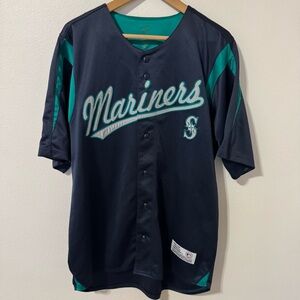 Seattle Mariners Genuine Merchandise Embroidered Jersey Navy Silver-Large